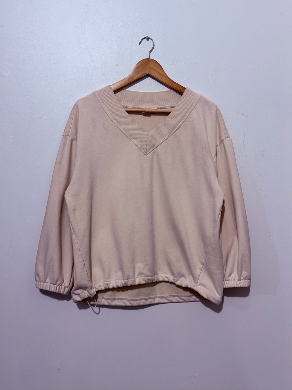 GAP Cream V-Neck Drawstring Hem Sweatshirt